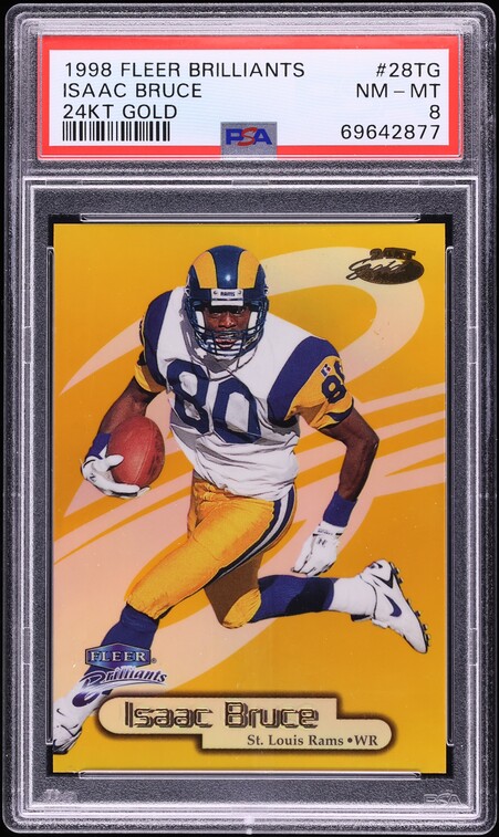 1998 Fleer Brilliants 24kt Gold Isaac Bruce /24 #28TG PSA 8 NM-MT