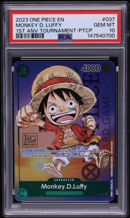 2023 One Piece Promo 1st Anniversary Tournament Participation Monkey D. Luffy #P-037 PSA 10 GEM