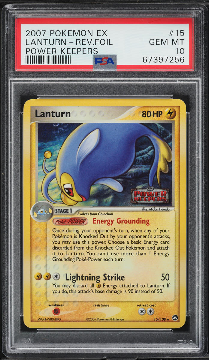 2007 Pokemon EX Power Keepers Reverse Holo Lanturn #15 PSA 10 GEM MINT
