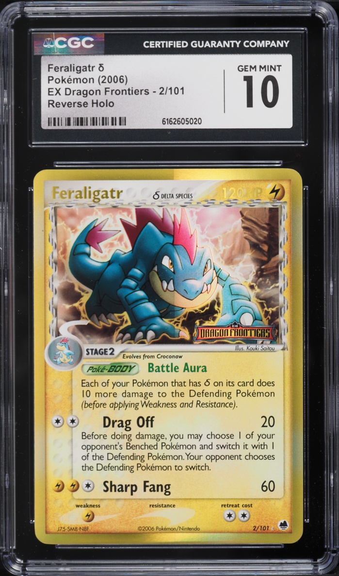 2006 Pokemon EX Dragon Frontiers Reverse Holo Feraligatr #2 CGC 10 GEM MINT