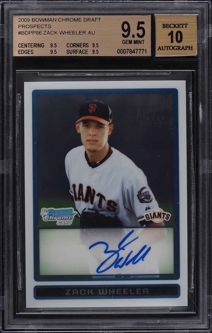 2009 Bowman Chrome Draft Zack Wheeler ROOKIE AUTO #BDPP86 BGS 9.5