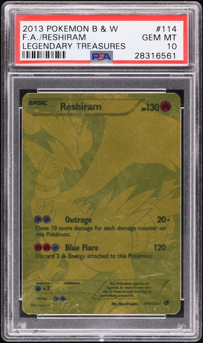 2013 Pokemon Black & White Legendary Treasures Full Art Reshiram #114 PSA 10 GEM MINT