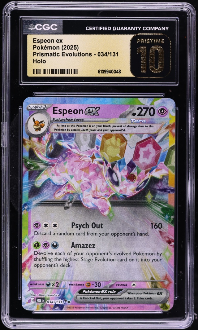 2025 Pokemon Scarlet & Violet Prismatic Evolutions Holo Espeon EX #34 CGC 10 PRISTINE