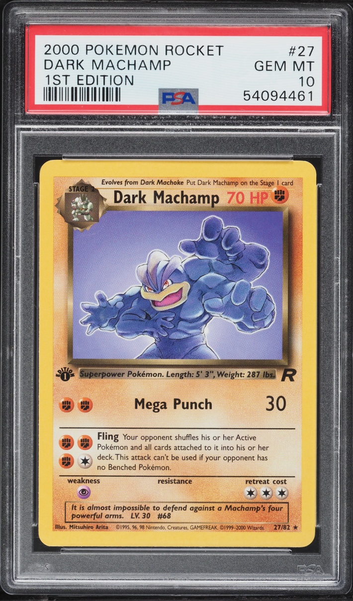2000 Pokemon Team Rocket 1st Edition Dark Machamp #27 PSA 10 GEM MINT