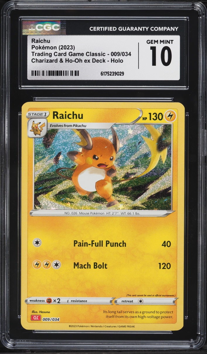 2023 Pokemon TCG Classic Charizard & Ho-Oh Ex Deck Holo Raichu #9 CGC 10 GEM MINT