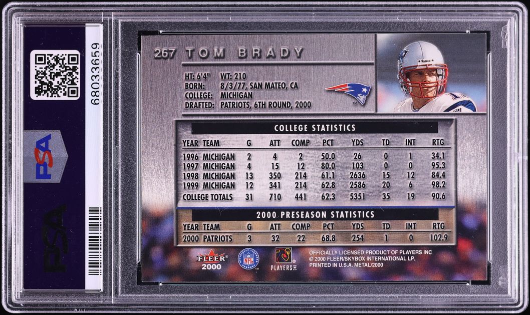 2000 Metal Football Tom Brady ROOKIE #267 PSA 9 MINT