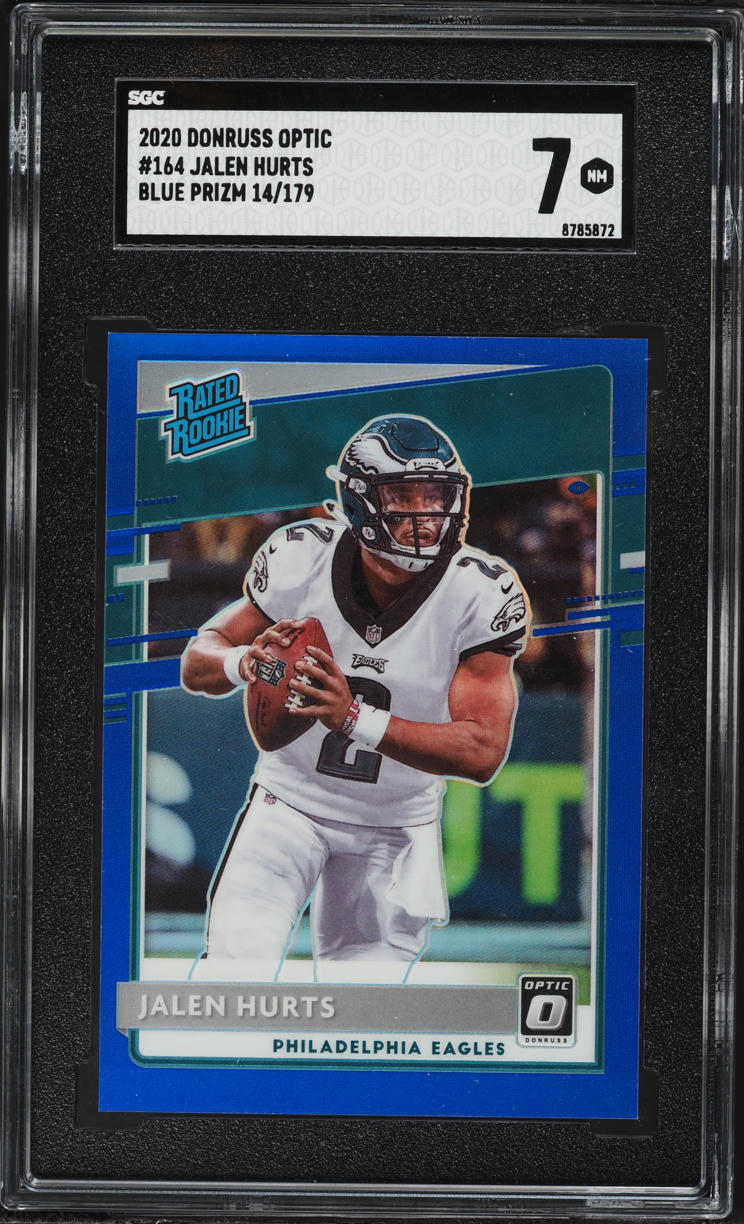 2020 Donruss Optic Blue Prizm Jalen Hurts ROOKIE /179 #164 SGC 7 NRMT