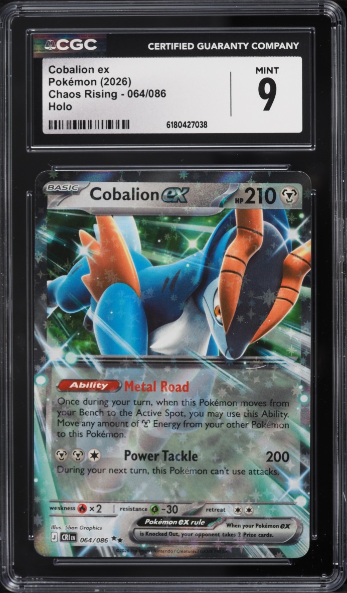 2026 Pokemon Mega Evolution Chaos Rising Holo Cobalion EX #064 CGC 9 MINT