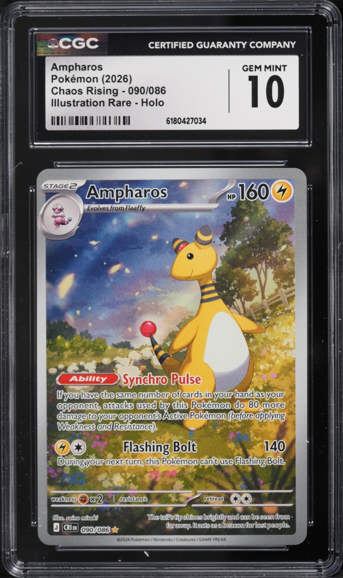 2026 Pokemon Mega Evolution Chaos Rising IR Ampharos #090 CGC 10 GEM MINT