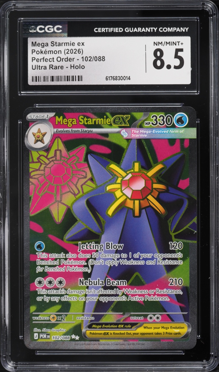 2026 Pokemon Mega Evolution Perfect Order Full Art Mega Starmie EX #102 CGC 8.5 NM-MT+