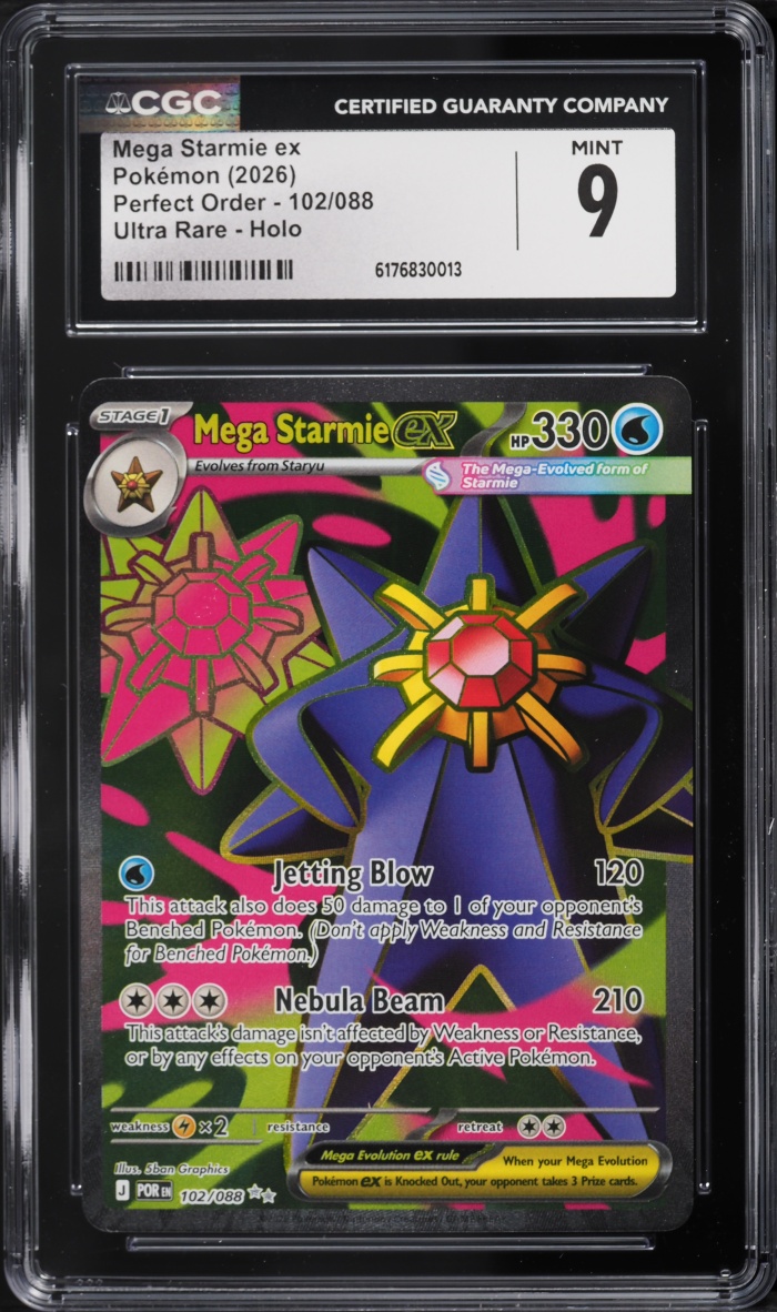 2026 Pokemon Mega Evolution Perfect Order Full Art Mega Starmie EX #102 CGC 9 MINT