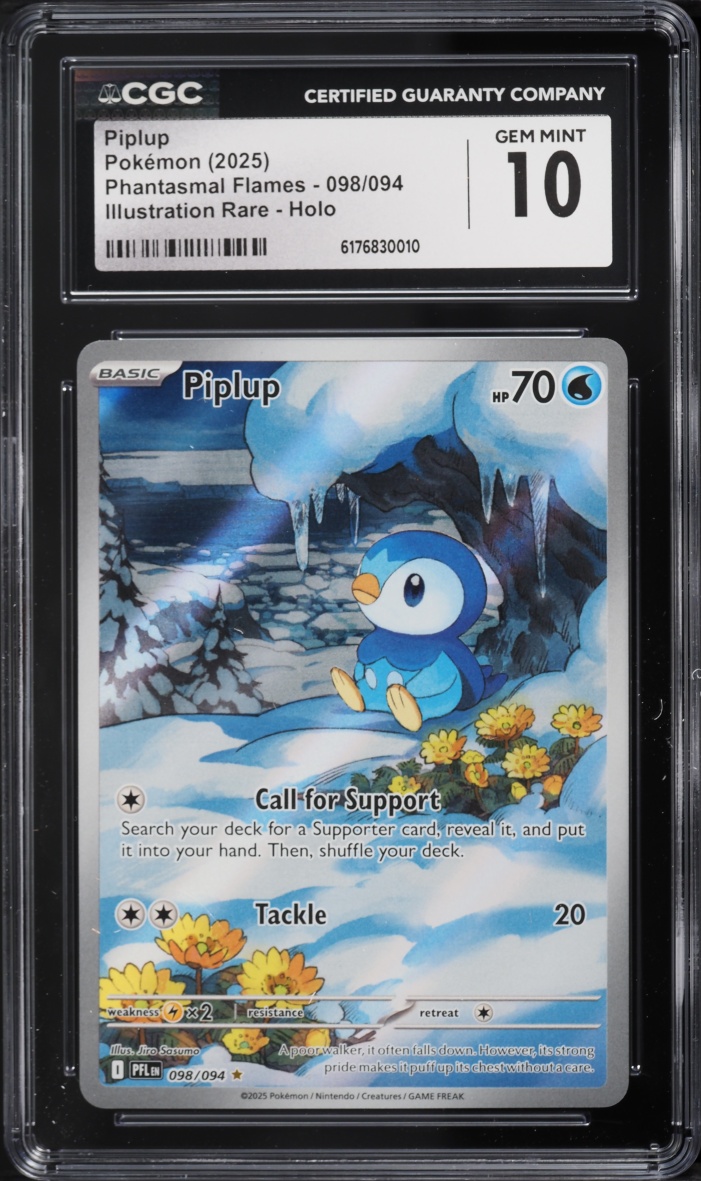 2025 Pokemon Mega Evolution Phantasmal Flames IR Piplup #98 CGC 10 GEM MINT