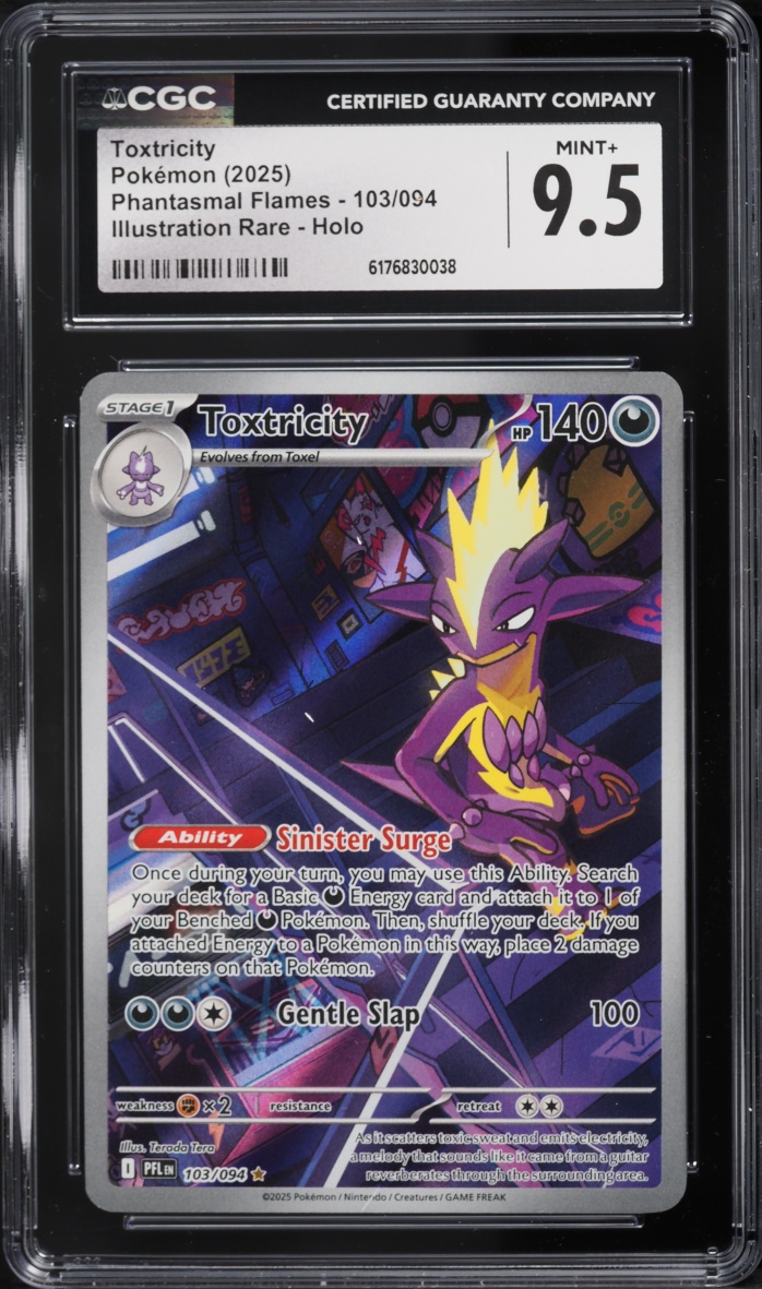 2025 Pokemon Mega Evolution Phantasmal Flames IR Toxtricity #103 CGC 9.5 MINT+