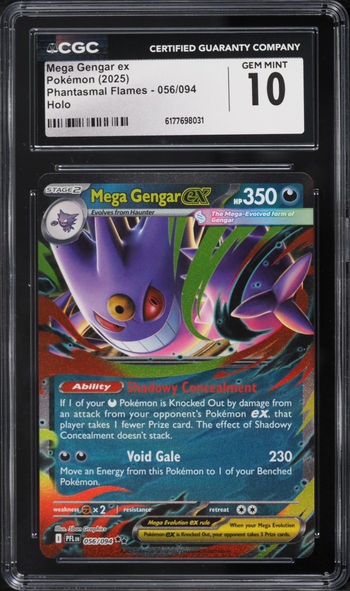 2025 Pokemon Mega Evolution Phantasmal Flames Holo Mega Gengar Ex #56 CGC 10 GEM MINT