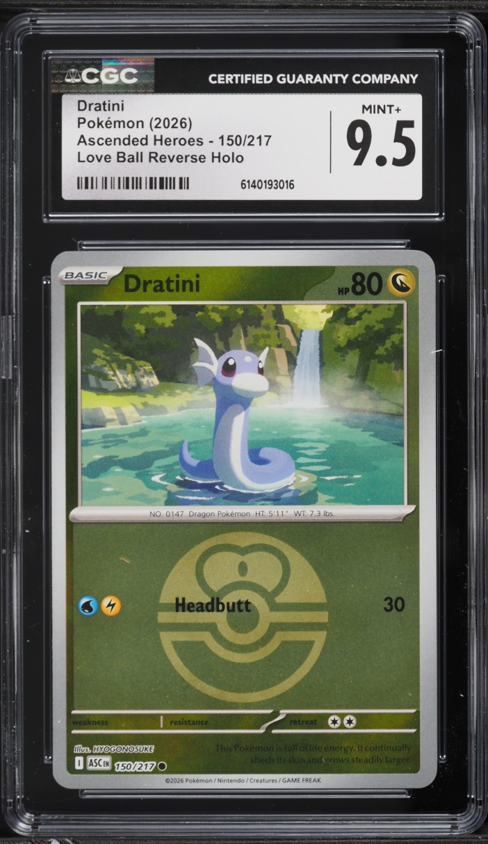 2026 Pokemon Mega Evolution Ascended Heroes Love Ball Holo Dratini #150 CGC 9.5 MINT+
