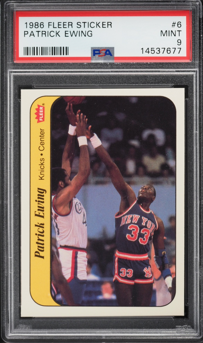 1986 Fleer Sticker Patrick Ewing ROOKIE #6 PSA 9 MINT