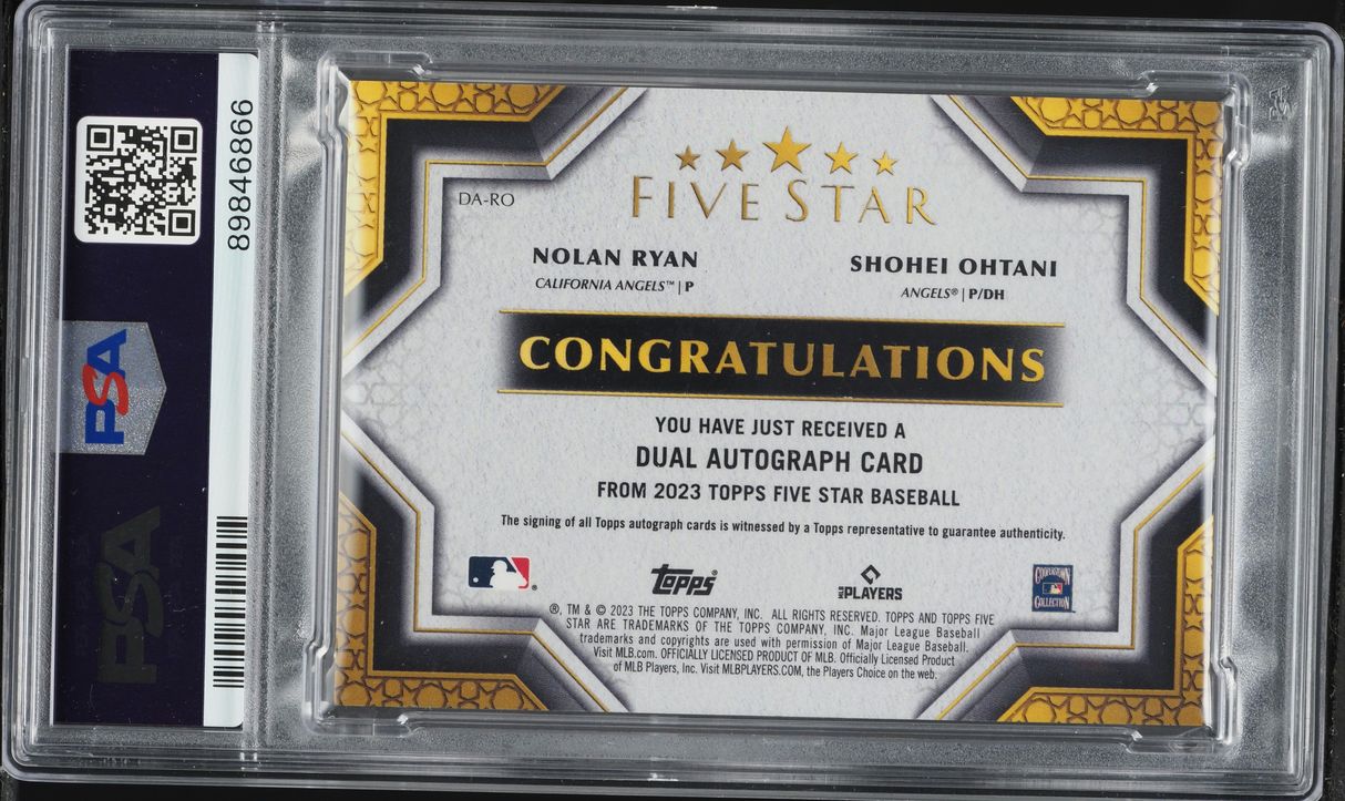 2023 Topps Five Star Dual Nolan Ryan Shohei Ohtani AUTO /10 #DA-RO PSA 10 GEM MINT