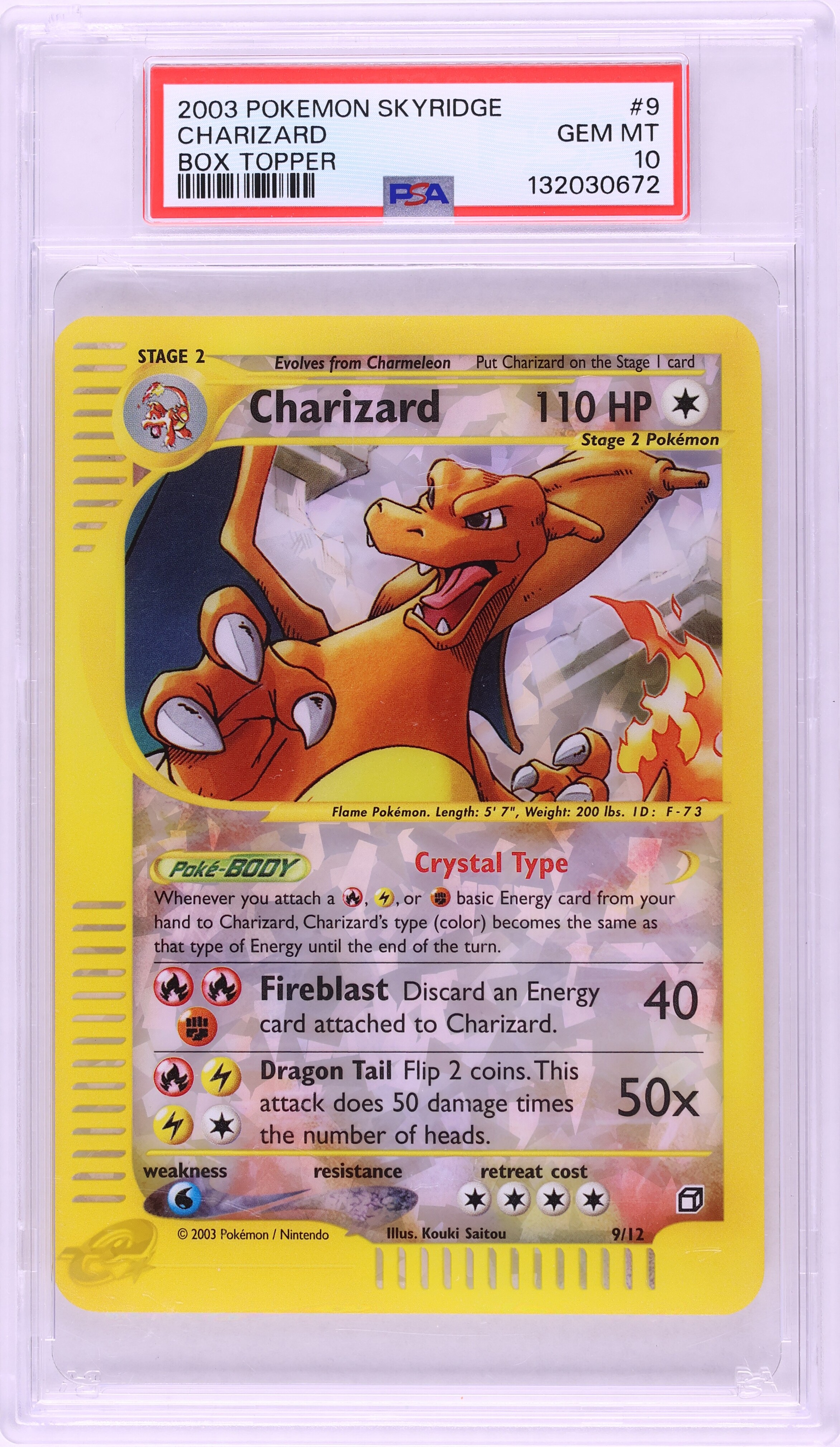 2003 Pokemon Skyridge Box Topper Crystal Charizard #9 PSA 10 GEM MINT