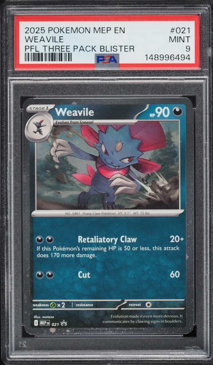 2025 Pokemon Mega Evolution Black Star Promo Phantasmal Flames Weavile #21 PSA 9 MINT