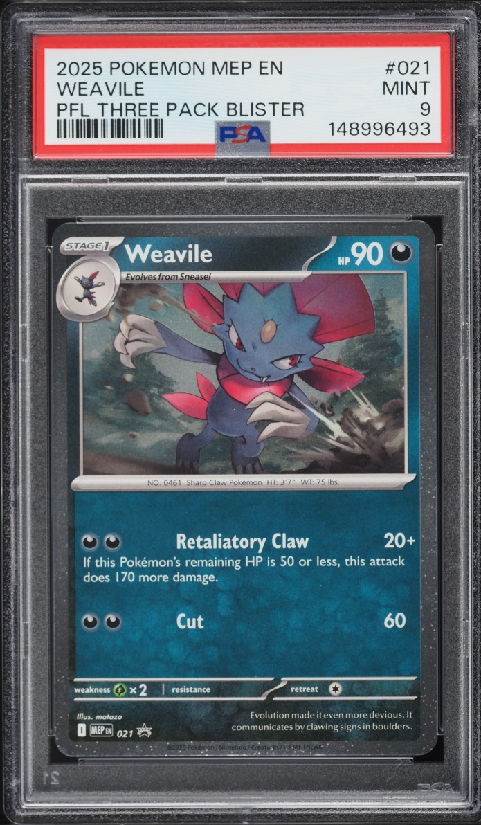 2025 Pokemon Mega Evolution Black Star Promo Phantasmal Flames Weavile #21 PSA 9 MINT