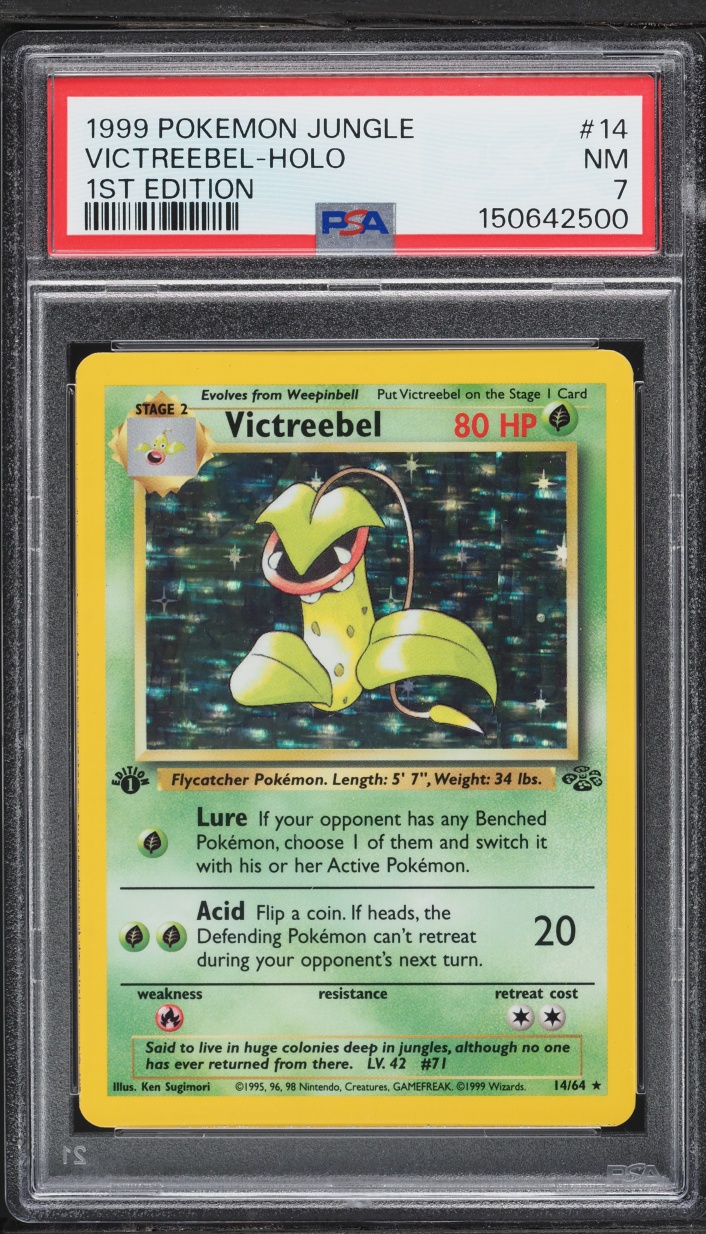 1999 Pokemon Jungle 1st Edition Holo Victreebel #14 PSA 7 NRMT