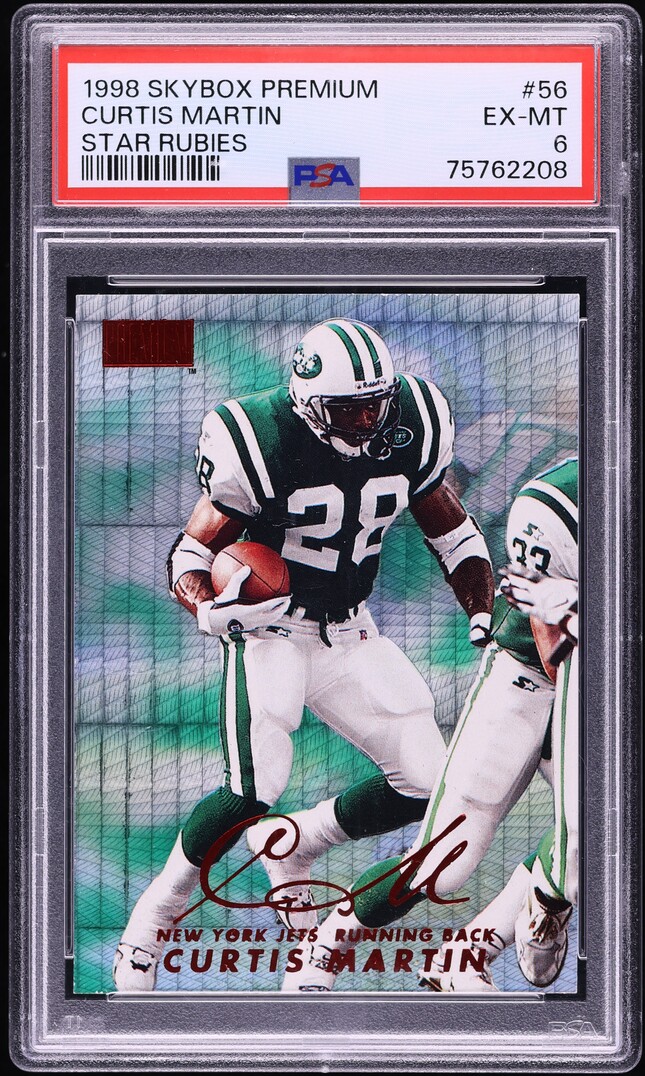 1998 Skybox Premium Star Rubies Curtis Martin /50 #56 PSA 6 EXMT - Photo 1