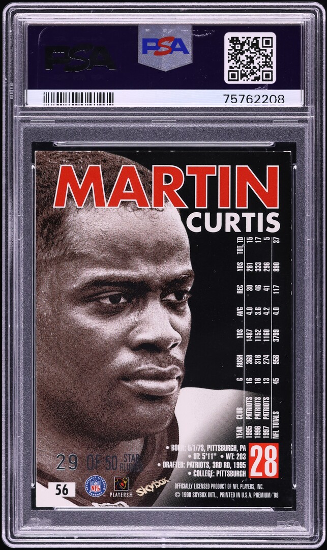 1998 Skybox Premium Star Rubies Curtis Martin /50 #56 PSA 6 EXMT - Photo 2