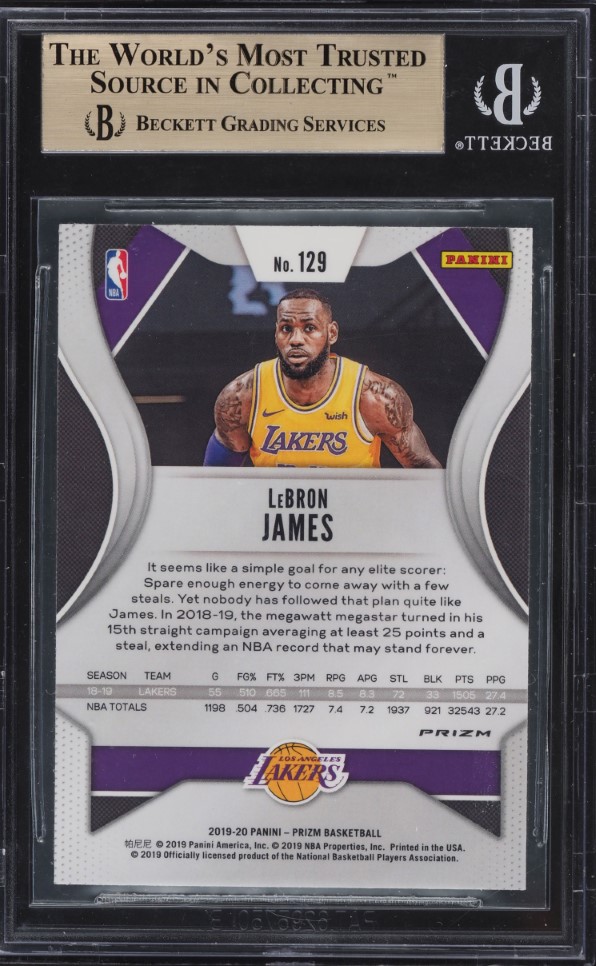 2019 Panini Prizm Orange Ice LeBron James #129 BGS 10 PRISTINE