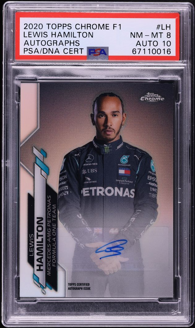 2020 Topps Chrome Formula 1 F1 Lewis Hamilton AUTO DNA 10 /58 PSA 8 NM-MT