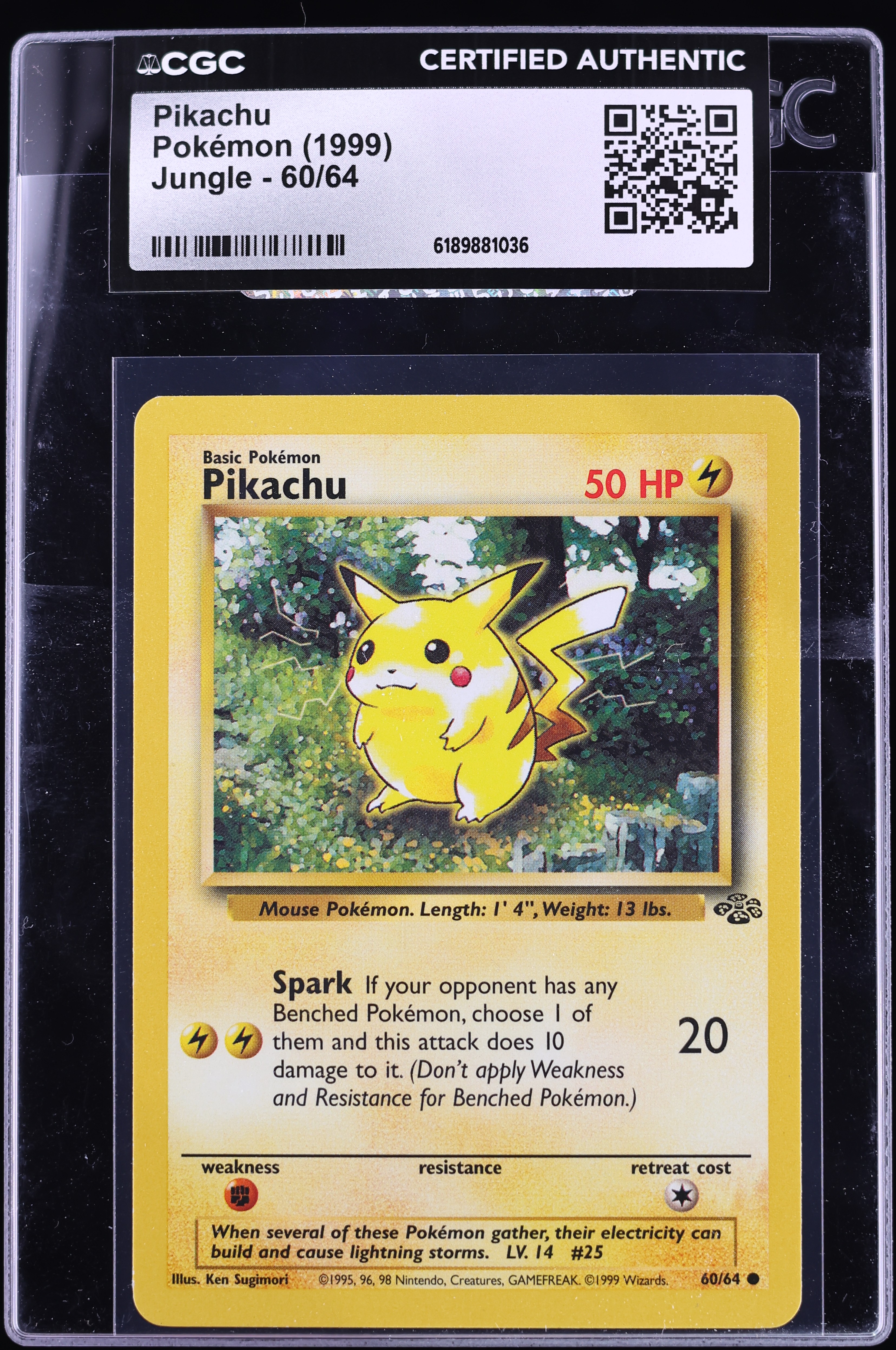 1999 Pokemon Jungle Pikachu #60 CGC AUTH