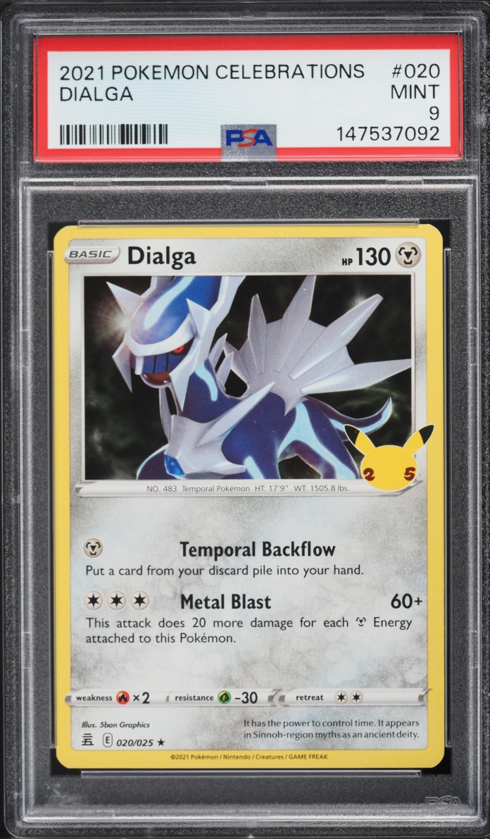 2021 Pokemon Sword & Shield Celebrations Holo Dialga #20 PSA 9 MINT