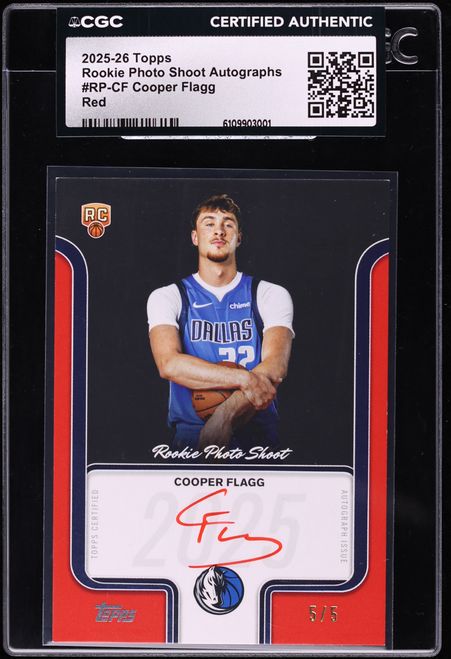 2025 Topps Photo Shoot Red Cooper Flagg ROOKIE AUTO 5/5 #RP-CF CGC AUTH