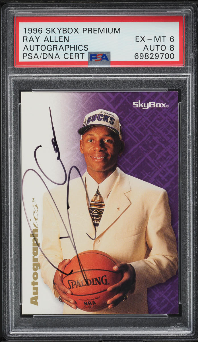 1996 Skybox Premium Autographics Ray Allen AUTO DNA 8 PSA 6 EXMT on ...