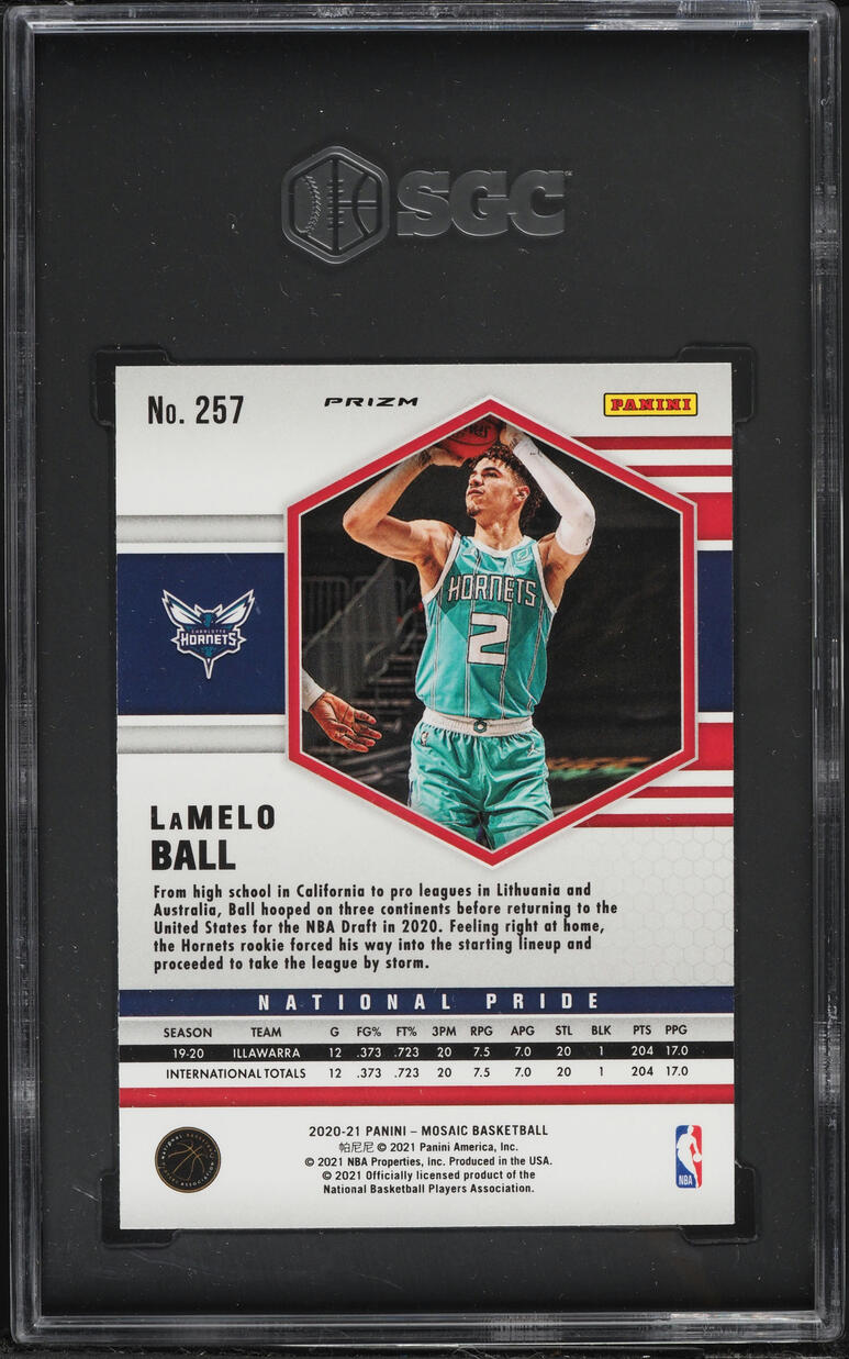 2020 Panini Mosaic National Pride Red Wave Prizm LaMelo Ball ROOKIE #257 SGC 9.5 MINT+