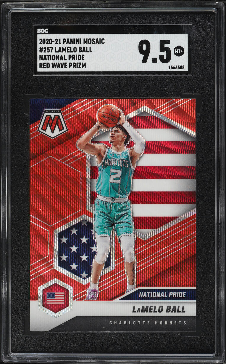 2020 Panini Mosaic National Pride Red Wave Prizm LaMelo Ball ROOKIE #257 SGC 9.5 MINT+