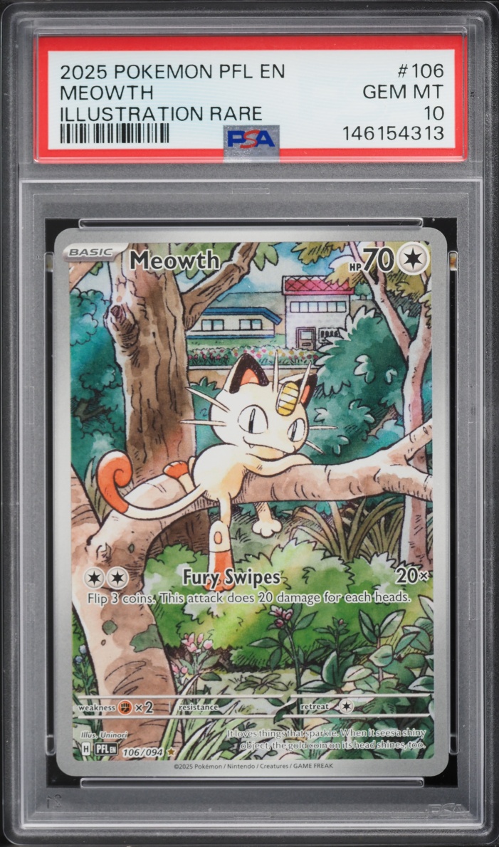 2025 Pokemon Mega Evolution Phantasmal Flames IR Meowth #106 PSA 10 GEM MINT