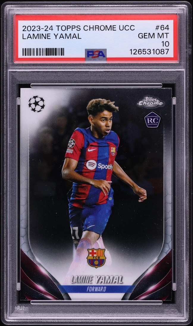 2023 Topps Chrome UEFA Club Competitions Lamine Yamal ROOKIE #64 PSA 10 GEM MINT