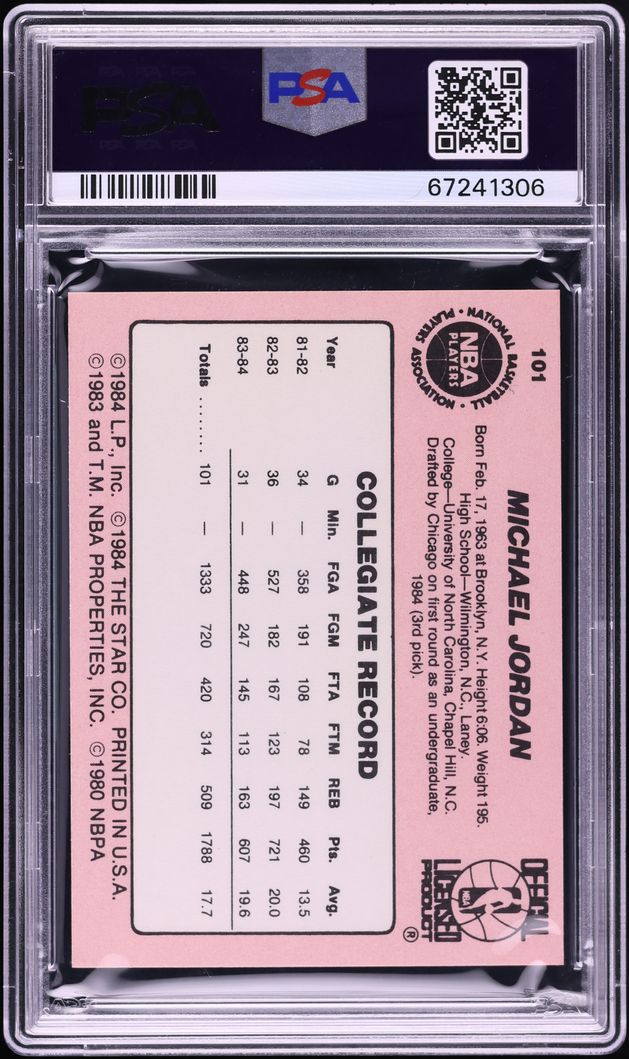 1984 Star Basketball Michael Jordan ROOKIE #101 PSA 7 NRMT - Photo 2