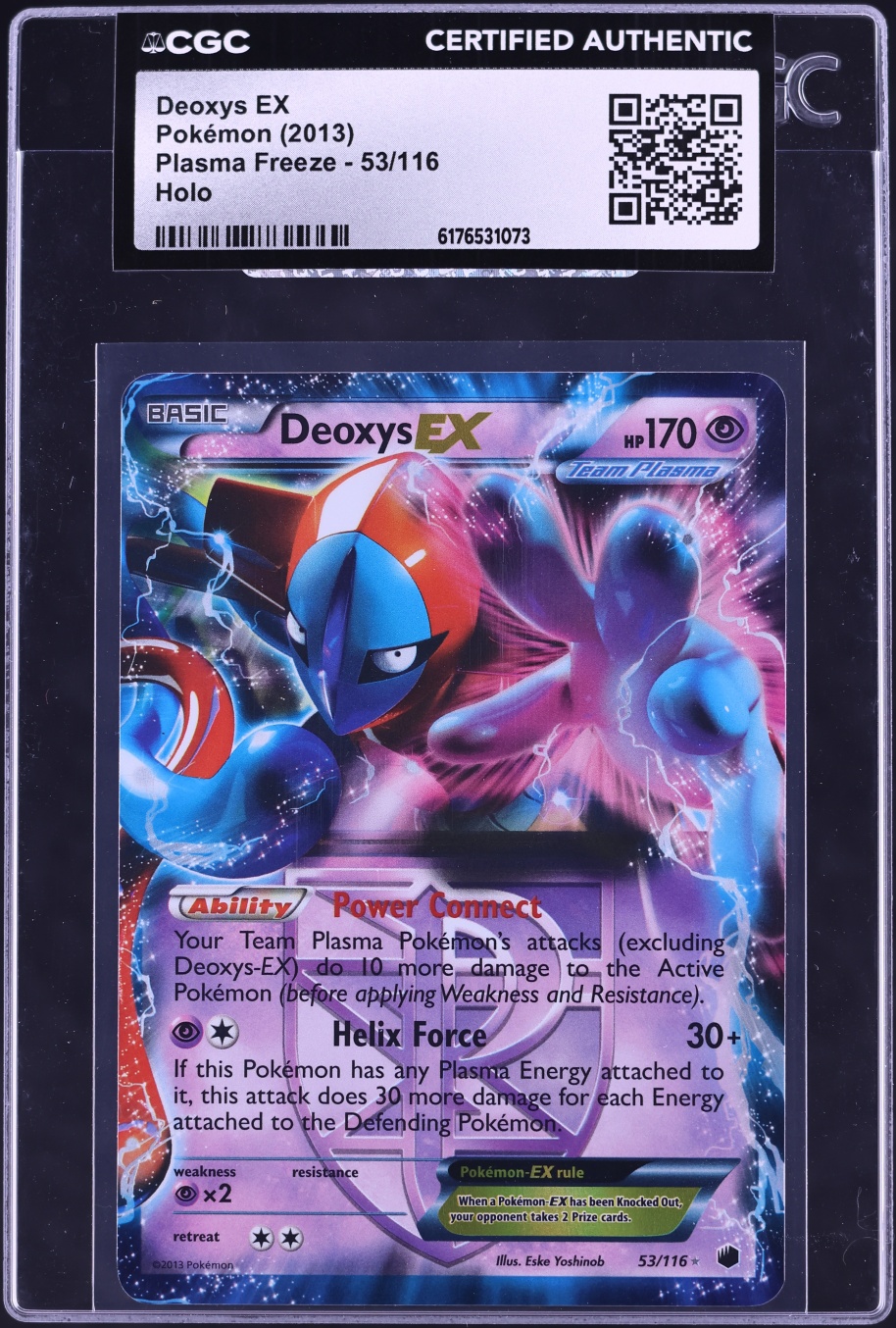 2013 Pokemon Black & White Plasma Freeze Holo Deoxys EX #53 CGC AUTH