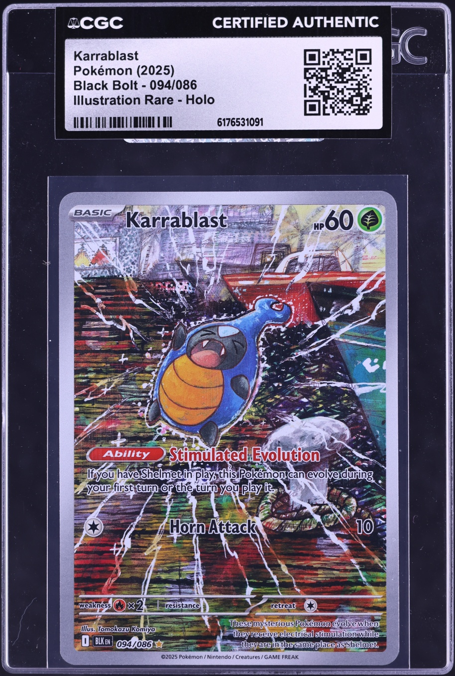 2025 Pokemon Scarlet & Violet Black Bolt IR Karrablast #94 CGC AUTH