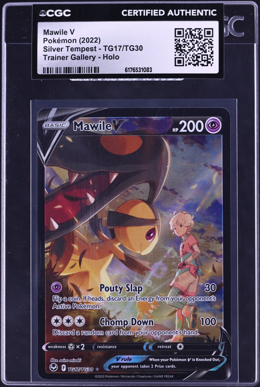 2022 Pokemon Sword & Shield Silver Tempest CHR Mawile V #TG17 CGC AUTH