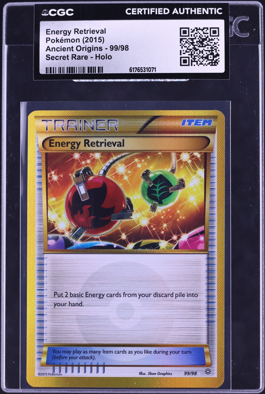 2015 Pokemon XY Ancient Origins Gold Rare Energy Retrieval #99 CGC AUTH