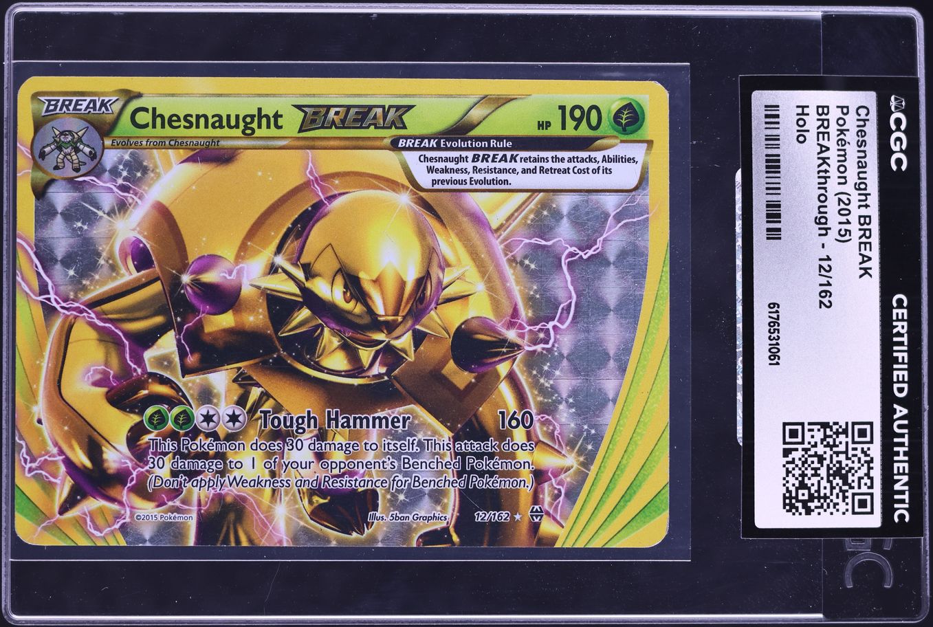 2015 Pokemon XY BREAKthrough Alt Art Chesnaught BREAK #12 CGC AUTH