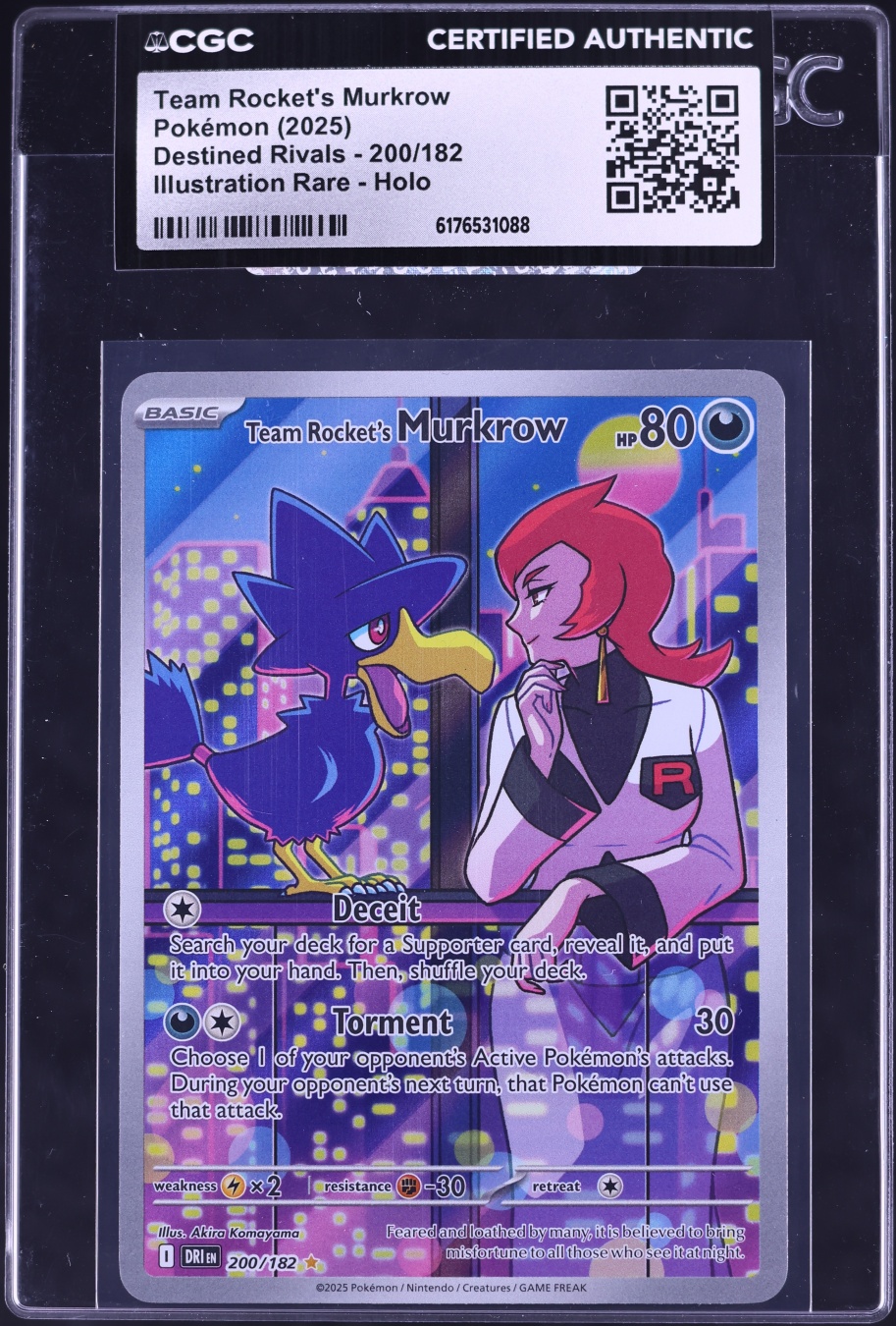 2025 Pokemon Scarlet & Violet Destined Rivals IR Team Rocket's Murkrow #200 CGC AUTH