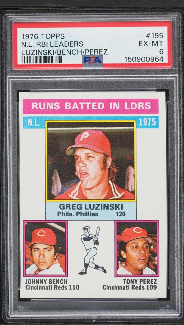 1976 Topps Johnny Bench Tony Perez Greg Luzinski NL RBI Leaders #195 PSA 6 EXMT