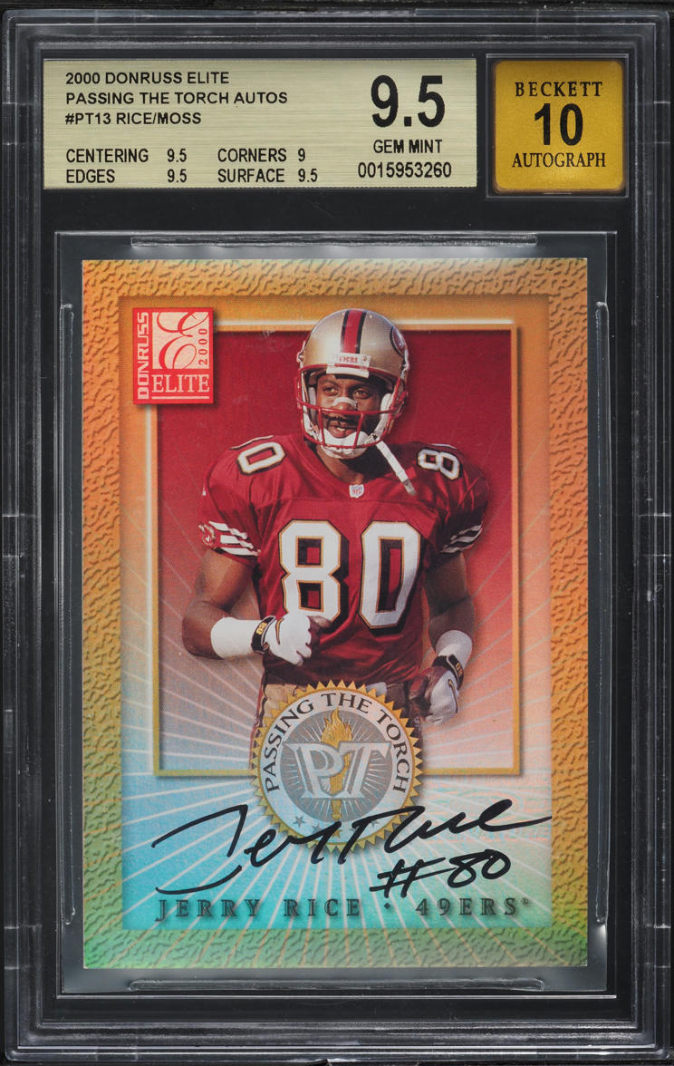 2000 Donruss Elite Passing The Torch Jerry Rice Randy Moss AUTO /500 ...