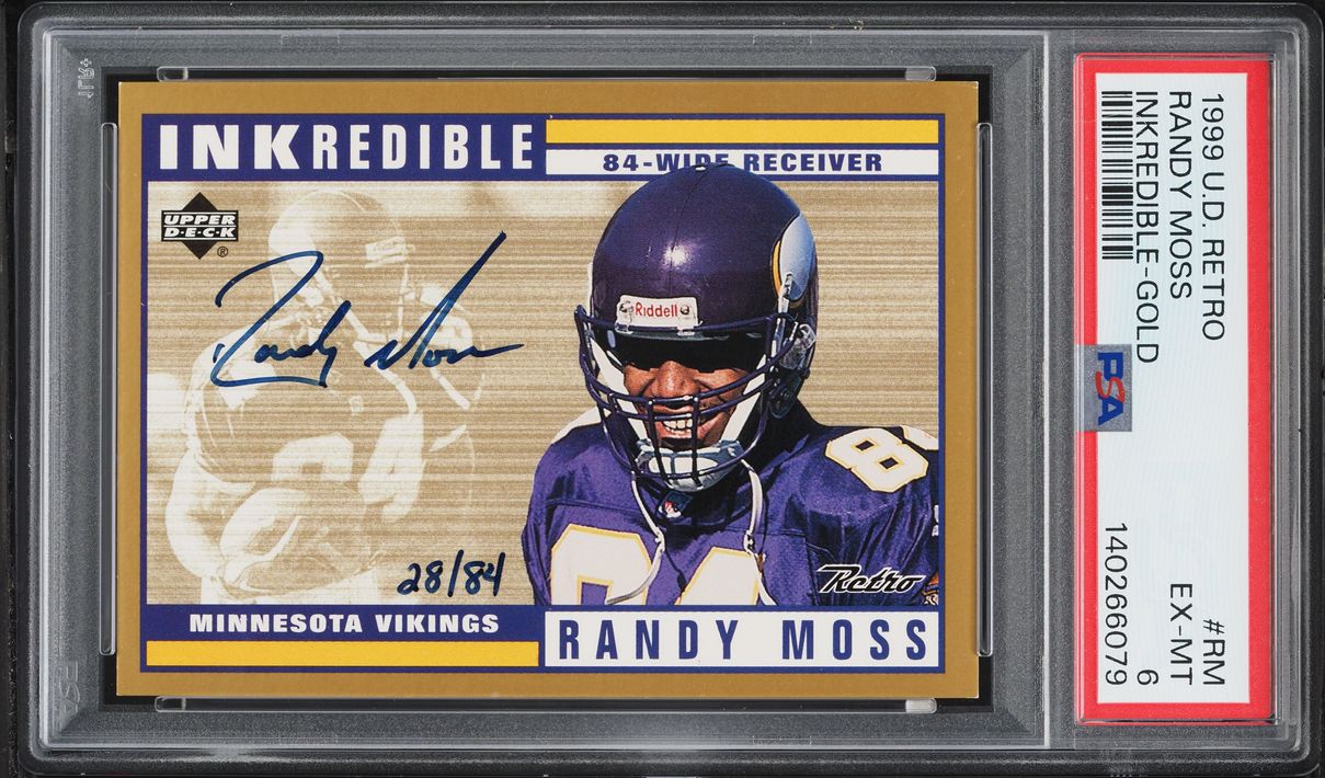 1999 Upper Deck Retro Inkredible Gold Randy Moss AUTO /84 #RM PSA 6 EXMT