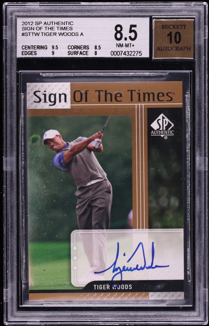 2012 SP Authentic Sign Of The Times Tiger Woods AUTO #ST-TW BGS 8.5 NM-MT+