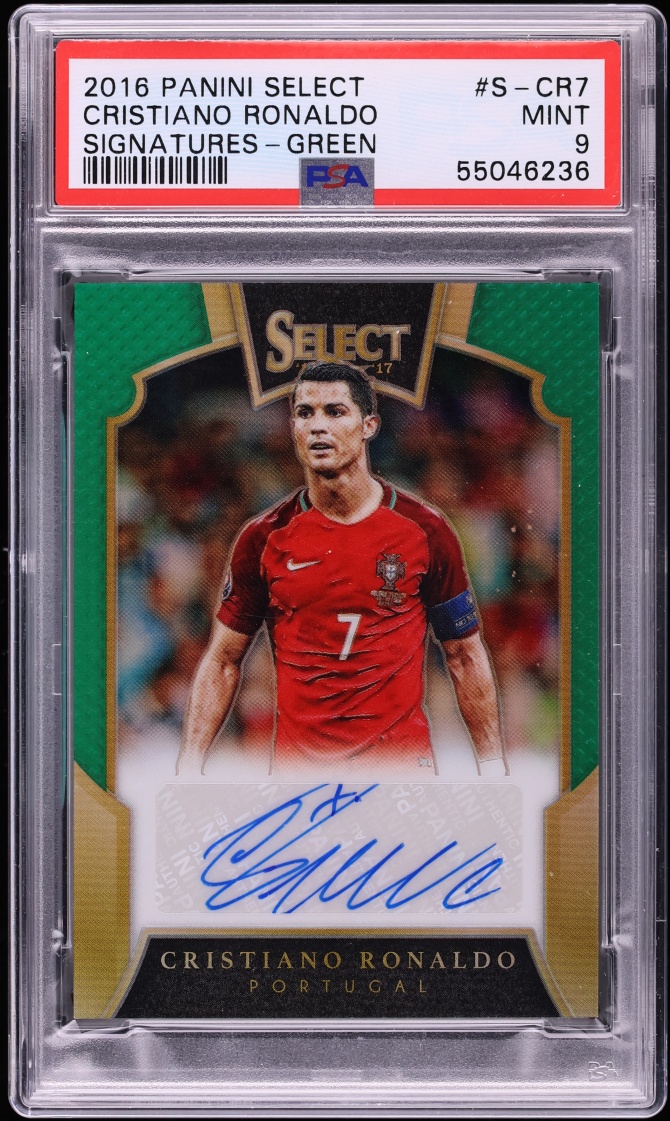2016 Select Signatures Green Cristiano Ronaldo AUTO 1/5 #S-CR7 PSA 9 MINT