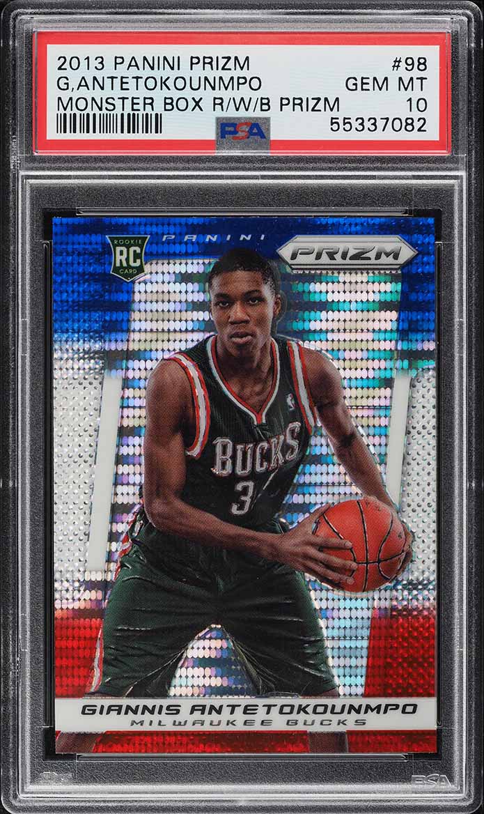 2013 Panini Prizm Red White Blue Giannis Antetokounmpo ROOKIE PSA